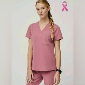 figs pink scrub top